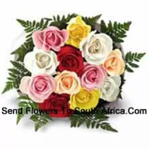 Bunch Of 12 Mixed Colored Roses