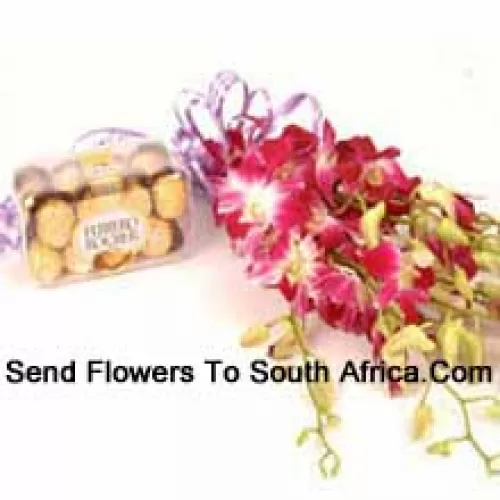 Bouquet d'orchidées avec 16 pièces Ferrero Rocher